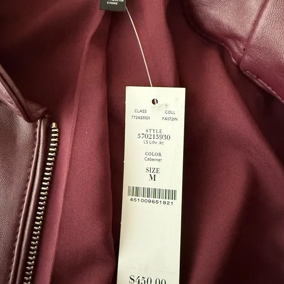 Elegant Women's Burgundy Leather Jacket - Picture 2 of 5